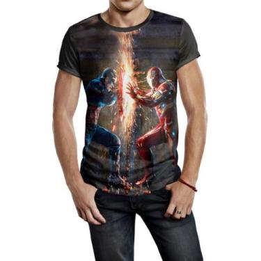 Imagem de Camiseta Masculina Capitão América Vs Iron Man Smoke