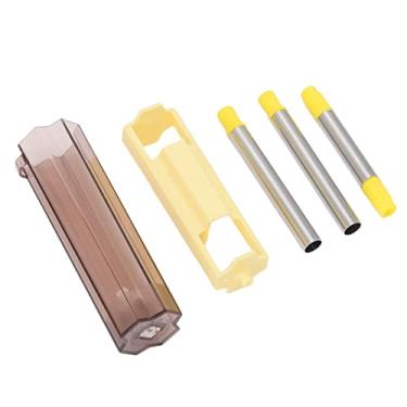 Imagem de Pacote com 3 canudos de metal reutilizáveis de aço inoxidável dobrável canudo telescópico portátil com estojo amarelo/roxo/azul/cinza (amarelo)