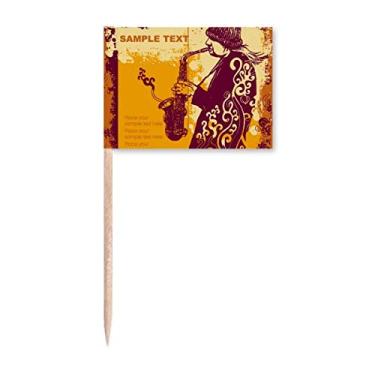 Imagem de Sax Jazz Music Street Culture bandeiras de palito de dente para decoração de festa