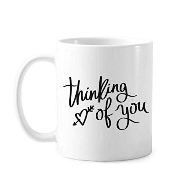 Imagem de Thinking of You Quote Art Deco Presente Caneca Moderna Cerâmica Café Porcelana Utensílios de Mesa