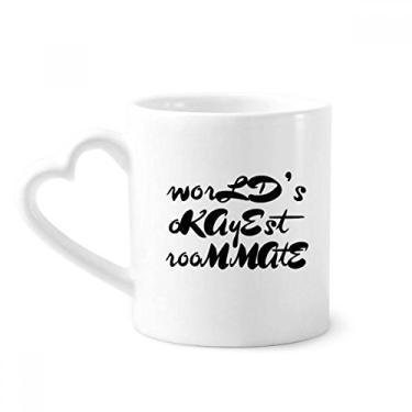 Imagem de World's Okayest Roommate Caneca de formatura de cerâmica para café copo de coração de vidro