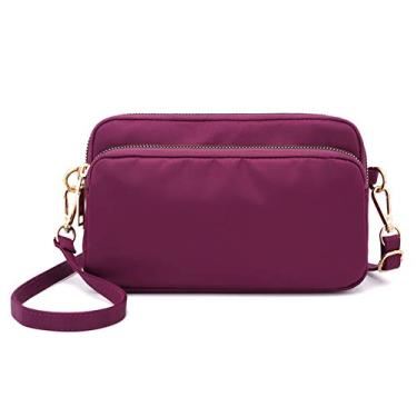 Imagem de MINTEGRA Bolsa tiracolo para mulheres, bolsas leves de nylon pequena bolsa de ombro, Roxa, Small