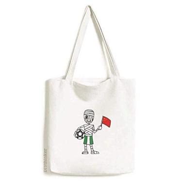 Imagem de Bolsa de lona com bandeira chinesa de futebol nigeriano, bolsa de compras casual