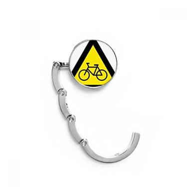 Imagem de Gancho de mesa de triângulo amarelo preto para bicicleta com símbolo de aviso, extensão dobrável