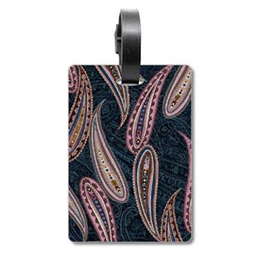 Imagem de Folha flor abstrata peixe padrão clássico bolsa etiqueta bagagem cartão bordado pendurado etiqueta