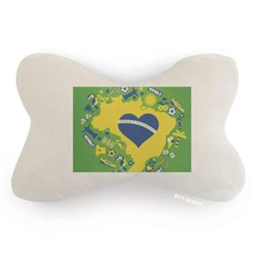 Imagem de DIYthinker Almofada de apoio de cabeça para decoração de pescoço em forma de coração para mapa do Brasil