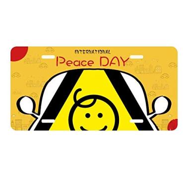 Imagem de DIYthinker Símbolo de aviso amarelo preto crianças protegido triângulo placa placa de carro decoração dia da paz