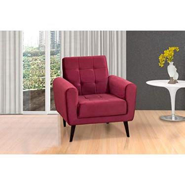 Imagem de Poltrona Decorativa Pés de Madeira Livia - Veludo Vinho