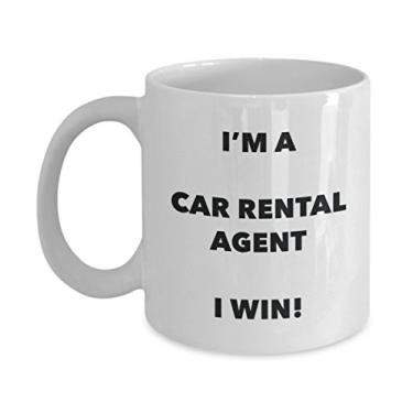 Imagem de Caneca de agente de aluguel de carro – I'm a Car Rental Agent I win! – Caneca de café divertida – Ideia de presente de aniversário de Natal