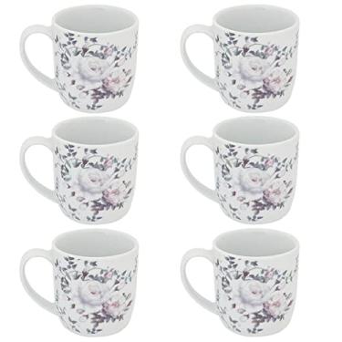 Imagem de Conjunto 6 Xícaras Grande Porcelana de Chá Café Florida 360ml Branca Germer Garden Urban