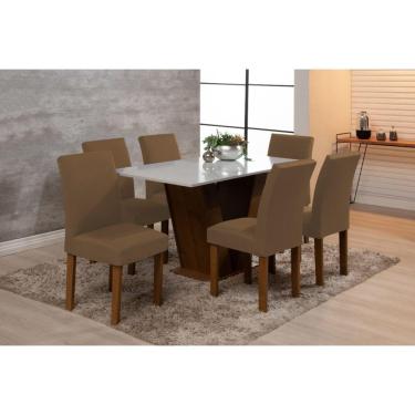Imagem de Kit 6 Capas De Cadeira Mesa Sala Jantar Elástico Avelã