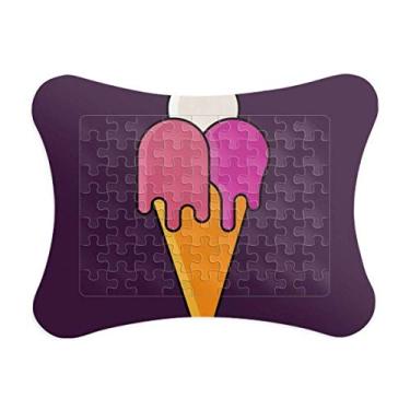 Imagem de Moldura de quebra-cabeça com estampa de cone de sorvete doce derretimento branco vermelho enfeite de quebra-cabeça