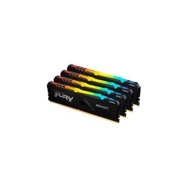 Imagem de Memória RAM Kingston Fury Beast, RGB, 128GB (4x32GB), 2666MHz, DDR4, CL16, Preto - KF426C16BBAK4/128
