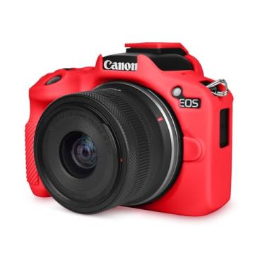 Imagem de Rieibi Capa para EOSR50 EOS R50, capa protetora de silicone macio para câmera de vlogging Canon EOS R50 EOSR50, leve, EOS R50, capa aderente - vermelha
