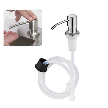 Imagem de Dispenser Sabao Liquido Detergente Mangueira Pia Cuba Cozinha Banheiro Multiuso Bico Dosador Embutir