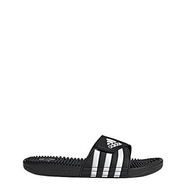 Imagem de adidas Sandália unissex Adissage para adultos, Preto/branco/preto, 8