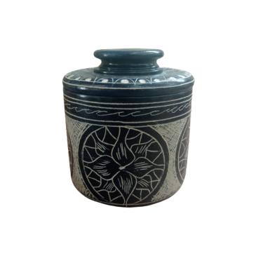 Imagem de Manteigueira francesa  decorada em pedra sabão - Azul modelo-02