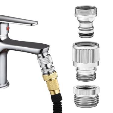 Imagem de Conector rápido para torneira de pia, adaptador de torneira para conexão de pia, mangueira de chuveiro/mangueira de jardim, conector de torneira para mangueira de jardim, máquina de lavar, cromo para animais de estimação