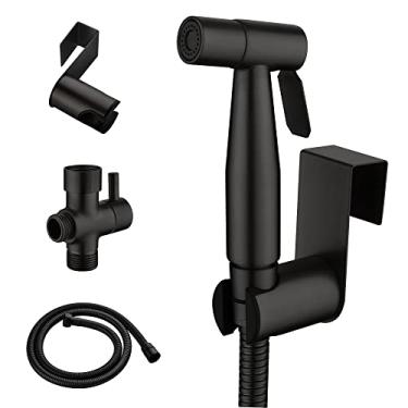 Imagem de SHAMANDA Pulverizador de bidê portátil para banheiro, kit de pulverizador de fraldas de pano de bebê de aço inoxidável, conjunto de acessórios de bidê de banheiro para banho de animais de estimação