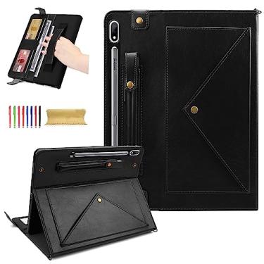 Imagem de Dteck Capa para Samsung Galaxy Tab S9 FE 27.7 cm, Galaxy Tab S9/S8/S7 27.9 cm, capa inteligente de couro PU com suporte para caneta, alça de mão de ombro automática hibernar/despertar, capa protetora