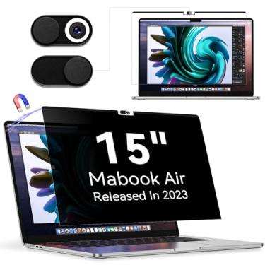 Imagem de Protetor de tela magnético de privacidade compatível com MacBook Air de 15 polegadas (versão 2023), película removível antiespião de luz azul ofuscante, filtro de privacidade para laptop Apple Mac Air de 15,3 polegadas M2 (A2941)