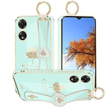 Imagem de Kainevy Capa de telefone para Oppo A78 5G capa estética de silicone à prova de choque para mulheres capa protetora para Oppo A78 capa de telefone fina com anel de pulso design padrão de folha de bordo