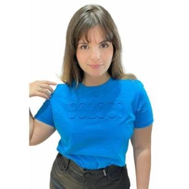 Imagem de Camiseta Feminina Tshirt Colcci Logo Alto Relevo - Azul Azul M-Feminino