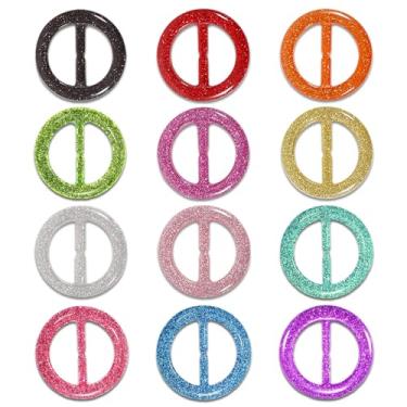 Imagem de 12 peças de clipe de anel de lenço de seda para mulheres moda anel de resina cachecóis fecho fivela de cintura para camisas, suporte de envoltório de roupas com 1 caixa requintada