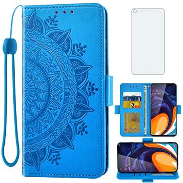 Imagem de Asuwish Compatível com Samsung Galaxy A60 M40 capa carteira de vidro temperado protetor de tela suporte de cartão flip bolsa acessórios alça de pulso capa de celular para Glaxay A 60 Gaxaly M 40