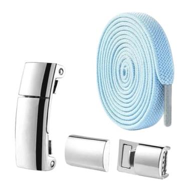 Imagem de Lock Shoelaces Without Ties Flat Elastic Laces Sneakers Boots No Tie Shoelace Rubber Bands For Shoes Accessories(Sky blue)