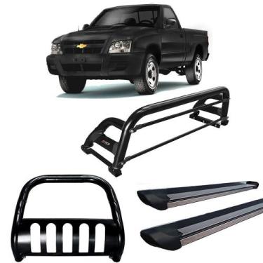 Imagem de Kit Quebra Mato Santo Antônio Estribo Personalizado S-10 94/2011 Preto