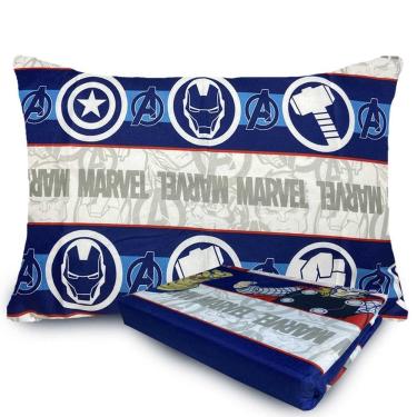 Imagem de Jogo de Cama Microfibra Solteiro Estampado Avengers 1,40 m x 2,20 m Com 2 peças Lepper