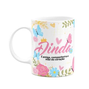 Imagem de Caneca Floral Mães - Dinda é amiga e mãe de coração - JPS INFO