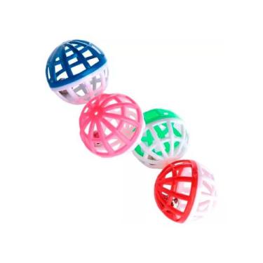 Imagem de Kit 4 Brinquedo Bolinhas Pet Colorido com Sininho - Aliança