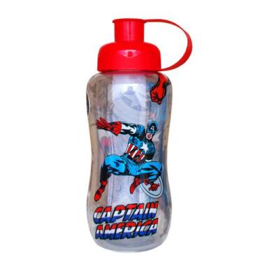 Imagem de Garrafa Plástica Escolar Infantil Squeeze Capitão América 550 ml - Pla