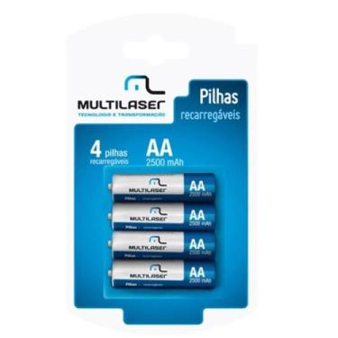 Imagem de Pilha Recarregável Média Aa 2500Mah Multilaser Com 4 Pilha - Alex Impo