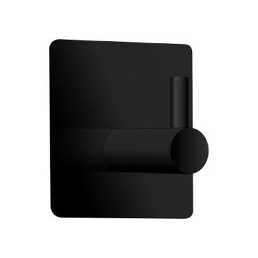 Imagem de Gancho Cabide De Parede Autoadesivo Quadrado Inox Preto - Comfortdoor