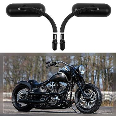 Imagem de goodfitment - Espelhos de motocicleta em formato oval preto, espelhos retrovisores de motocicleta compatíveis com Harley Road King Softail Street Glide Electra Dyna e mais