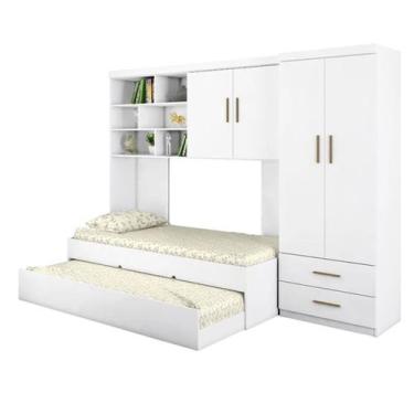 Imagem de Quarto Juvenil com Guarda Roupa 2 Portas E Cama Embutida Mais Cama Aux