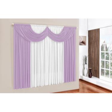Imagem de Cortina Paris 3 Metros Varão Simples Tecido Malha - Lilás - Casa Nobre