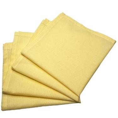 Imagem de Kit 4 Guardanapos De Tecido Amarelo Pastel Algodão 39cmx39cm - Maison