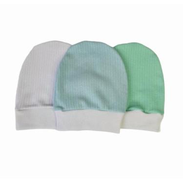 Imagem de Touca de Bebê kit com 3 gorros canelados - Confecções Castelo, Azul