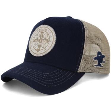 Imagem de Boné Sacudido's Medalha de São Bento - Azul . Bege - Sacudidos