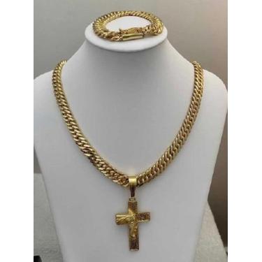 Imagem de Corrente + Pulseira Pingente 13mm Grumet Banhado A Ouro 18k - Tojoia18