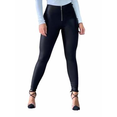 Imagem de CALÇA HOT PANTS CINTURA ALTA COM ZÍPER EM CIRRê - FITS GYM, M, Preto