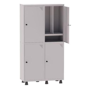 Imagem de Armário Guarda Volume Locker Roupeiro Insalubre 2 Vãos 04 Portas Com P