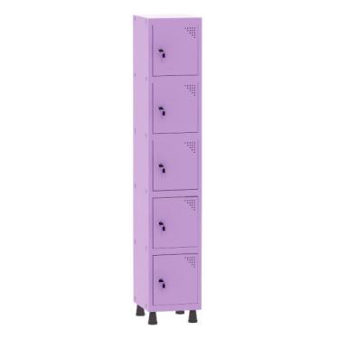 Imagem de Armário Guarda Volume Locker Roupeiro 1 Vão 5 Portas Aço GRF501/5 Lilá