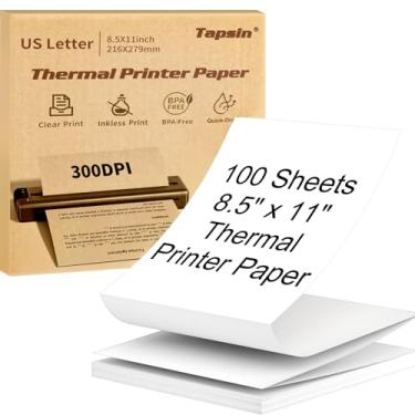 Imagem de Tapsin Papel Térmico 21 x 28 cm, 100 Folhas, Compatível com Impressora Portátil