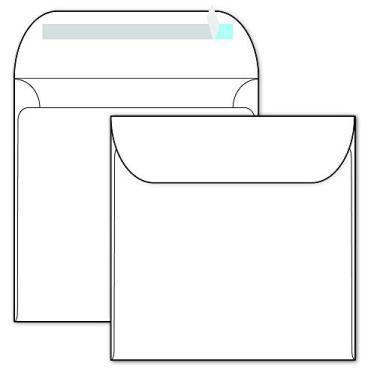 Imagem de Envelopes quadrados brancos brilhantes com autovedação - 13 cm x 13 cm - Texto grosso de 32 kg - Pacote com 40 envelopes