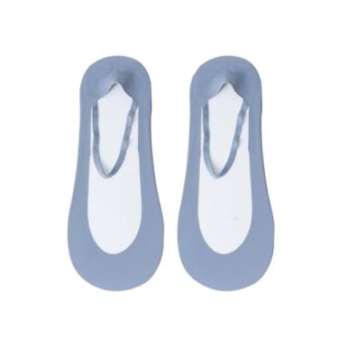 Imagem de chanstore 3 pares - Meias femininas com fundo de algodão puro para verão, finas, antiderrapantes, boca rasa, suspensório ultrafino, meias curtas invisíveis - azul